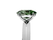 Solitaire Engagement Ring Setting for Fancy Green Oval Center with Wide Knife Ridge Band and Prong Head in White Gold