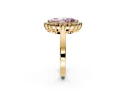 Starburst Halo Engagement Ring Setting for Fancy Pink Marquise Center with Flat Cathedral Band and Prong Head in Yellow Gold