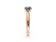 Solitaire Engagement Ring Setting for Fancy Blue Cushion Cut Center with Reverse Tapered Band and Prong Head in Rose Gold