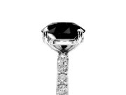 Solitaire Engagement Ring Setting for Fancy Black Round Cut Center with Pave Accents and Prong Head in Sterling Silver