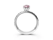 Solitaire Engagement Ring Setting for Fancy Pink Pear-Shaped Center with XO Engraved Band and Prong Head in Platinum