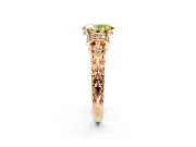 Solitaire Engagement Ring Setting for Fancy Yellow Oval Center with Filigree Band and Prong Head in Rose Gold