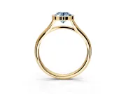 Solitaire Engagement Ring Setting for Fancy Blue Oval Center with V Split Shank and Bezel Head in Yellow Gold