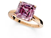 Solitaire Engagement Ring Setting for Fancy Pink Asscher Cut Center with Basket Rail and Prong Head in Rose Gold