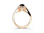 Floral Halo Engagement Ring Setting for Fancy Black Pear-Shaped Center with Large Halo Accents and Prong Head in Rose Gold