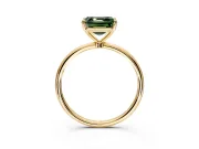 Solitaire Engagement Ring Setting for Fancy Green Asscher Cut Center with Straight Thin Band and Prong Head in Yellow Gold