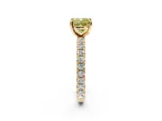 Solitaire Engagement Ring Setting for Fancy Yellow Cushion Cut Center with Shared-Prong Accents and Prong Head in Yellow Gold