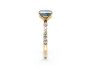 Solitaire Engagement Ring Setting for Fancy Blue Princess Cut Center with Fine Pave Accents and Prong Head in Yellow Gold