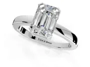 Solitaire Engagement Ring Setting for Emerald Cut Center with Plain Band and Flat Tab Prong Head in Platinum