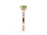 Bar-Set Engagement Ring Setting for Fancy Yellow Round Cut Center with Tapered Baguette Accents and Prong Head in Rose Gold