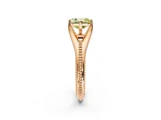 Solitaire Engagement Ring Setting for Fancy Yellow Asscher Cut Center with Milgrain Cathedral Band and Prong Head in Rose Gold