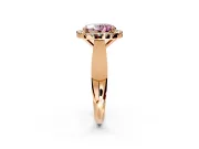 Halo Engagement Ring Setting for Fancy Pink Oval Center with Square Band and Prong Head in Rose Gold