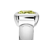 Solitaire Engagement Ring Setting for Fancy Yellow Asscher Cut Center with Wide Band and Bezel Head in Sterling Silver