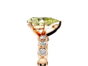 Solitaire Engagement Ring Setting for Fancy Yellow Pear-Shaped Center with Bezel-Dot Beaded Band and Prong Head in Rose Gold