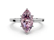 Solitaire Engagement Ring Setting for Fancy Pink Marquise Center with Flat-Sided Plain Band and Prong Head in Sterling Silver