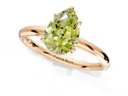 Low-Set Solitaire Engagement Ring Setting for Fancy Yellow Pear-Shaped Center with Thin Plain Band and Prong Head in Rose Gold