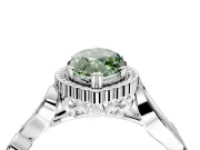 Halo Engagement Ring Setting for Fancy Green Marquise Center with Leaf Motif Split Shank and Prong Head in Platinum