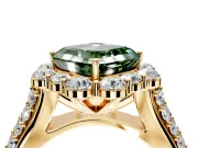 Large Accent Halo Engagement Ring Setting for Fancy Green Asscher Cut Center with Pave Split Shank and Prong Head in Yellow Gold