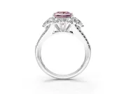 Halo Engagement Ring Setting for Fancy Pink Princess Cut Center with Two-Strand Split Shank and Prong Head in Platinum