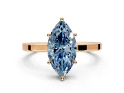 Hidden Halo Engagement Ring Setting for Fancy Blue Marquise Center with Wide Flat Plain Band and Prong Head in Rose Gold