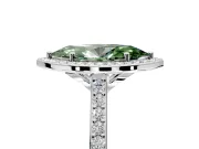 Halo Engagement Ring Setting for Fancy Green Marquise Center with Pave Accents, Heart Basket and Prong Head in Sterling Silver