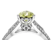 Solitaire Engagement Ring Setting for Fancy Yellow Pear-Shaped Center with Pave Rail Split Shank and Prong Head in Sterling Silver