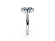 Floral Engagement Ring Setting for Fancy Blue Marquise Center with Four Accent Clusters and Prong Head in Platinum