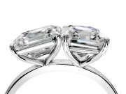 Asscher Cut and Emerald Cut Lab-Grown Diamond Toi et Moi Engagement Ring with Prong-Set Stones in Sterling Silver