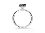 Hidden Halo Engagement Ring Setting for Fancy Green Heart-Shaped Center with Thin Rounded Band and Prong Head in Platinum
