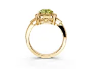 Halo Engagement Ring Setting for Fancy Yellow Round Cut Center with Milgrain Rim, Pave Band and Prong Head in Yellow Gold