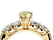 5 Stone Engagement Ring Setting for Fancy Yellow Pear-Shaped Center with Graduated Accents and Prong Head in Yellow Gold