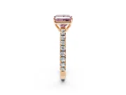 Solitaire Engagement Ring Setting for Fancy Pink Princess Cut Center with Large Accent Band and Prong Head in Rose Gold