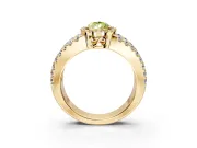 Halo Engagement Ring Setting for Fancy Yellow Pear-Shaped Center with Wide-Open Pave Split Shank and Prong Head in Yellow Gold