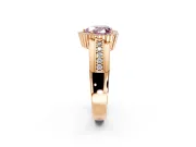 Halo Engagement Ring Setting for Fancy Pink Heart-Shaped Center with Wide Band, Inlaid Accent Row and Prong Head in Rose Gold