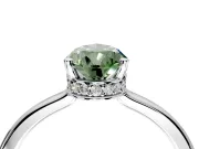 Hidden Halo Engagement Ring Setting for Fancy Green Pear-Shaped Center with Wide Flat Plain Band and Prong Head in Platinum