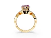 Halo Engagement Ring Setting for Fancy Pink Heart-Shaped Center with Pave Infinity Twist Band and Prong Head in Yellow Gold