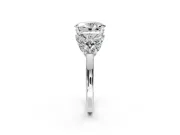 Leaf Cluster Engagement Ring Setting for Oval Center with Marquise Accents and Prong Head in Platinum