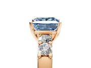 5 Stone Engagement Ring Setting for Fancy Blue Princess Cut Center with Plain Band and Prong Head in Rose Gold
