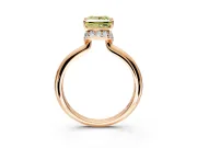 Hidden Halo Engagement Ring Setting for Fancy Yellow Princess Cut Center with Plain Rounded Band and Prong Head in Rose Gold
