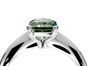 Solitaire Engagement Ring Setting for Fancy Green Radiant Cut Center with Reverse Tapered Band and Prong Head in Sterling Silver