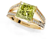 Split Shank Engagement Ring Setting for Fancy Yellow Princess Cut Center with Pave Split Shank and Prong Head in Yellow Gold