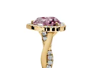 Halo Engagement Ring Setting for Fancy Pink Heart-Shaped Center with Twist Band and Prong Head in Yellow Gold