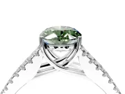 Solitaire Engagement Ring Setting for Fancy Green Oval Center with Pave Split Shank and Prong Head in Sterling Silver