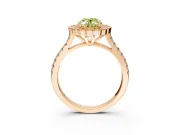 Milgrain Floral Halo Engagement Ring Setting for Fancy Yellow Oval Center with Pave Band and Prong Head in Rose Gold
