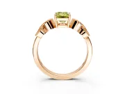Leaf Engagement Ring Setting for Fancy Yellow Emerald Cut Center with Milgrain Accent Band and Prong Head in Rose Gold
