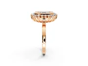Halo Engagement Ring Setting for Asscher Cut Center with Milgrain Bezel Rim, Plain Band and Prong Head in Rose Gold