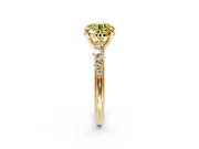 Solitaire Engagement Ring Setting for Fancy Yellow Round Cut Center with Trailing Leaf Accent Band and Prong Head in Yellow Gold