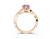 Solitaire Engagement Ring Setting for Fancy Pink Cushion Cut Center with Twisted Pave Split Shank and Prong Head in Rose Gold