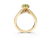 Solitaire Engagement Ring Setting for Fancy Yellow Round Cut Center with Crossover Accents and Prong Head in Yellow Gold