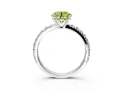 Solitaire Engagement Ring Setting for Fancy Yellow Round Cut Center with Large Accent Band and Prong Head in Platinum